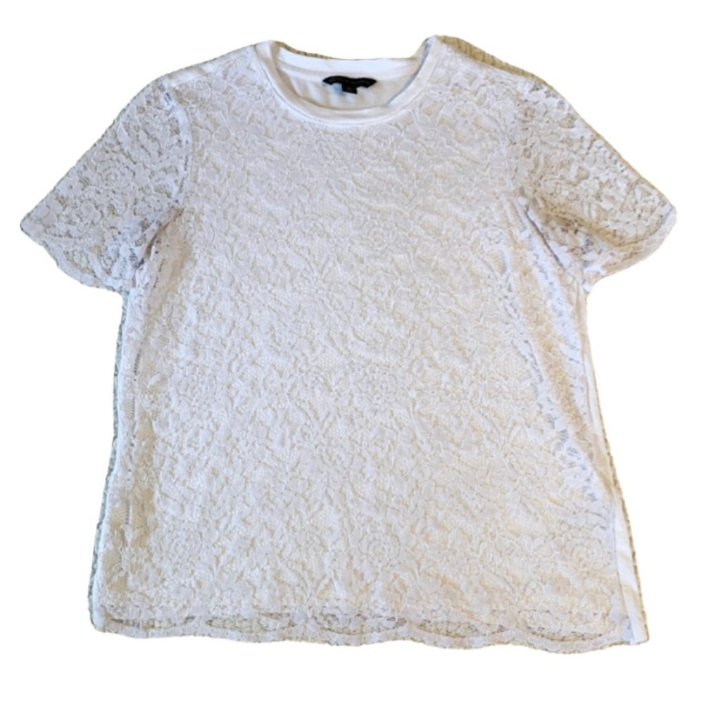 Brooks Brothers Lace Short Sleeve Shirt (White) Size Medium 